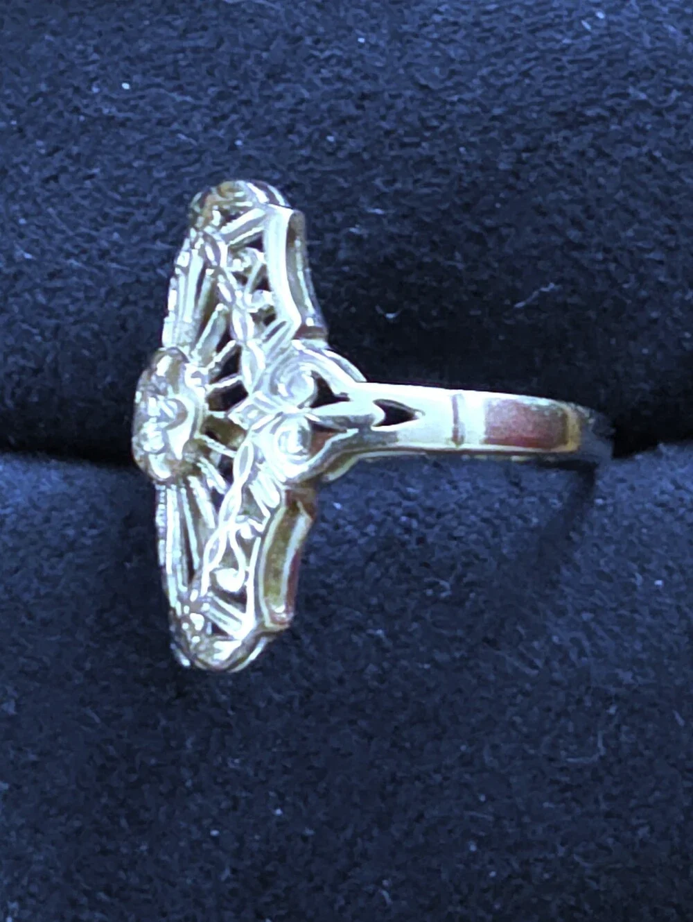 14k Diamond Filigree White Gold Ring (Vintage)